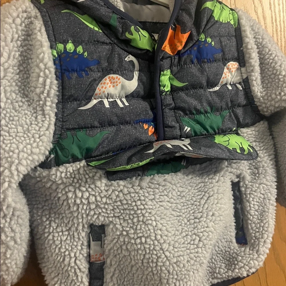 1 Madison Toddler Boys Fleece Dino Pullover Jacket with‎ Hood NWOT 18M